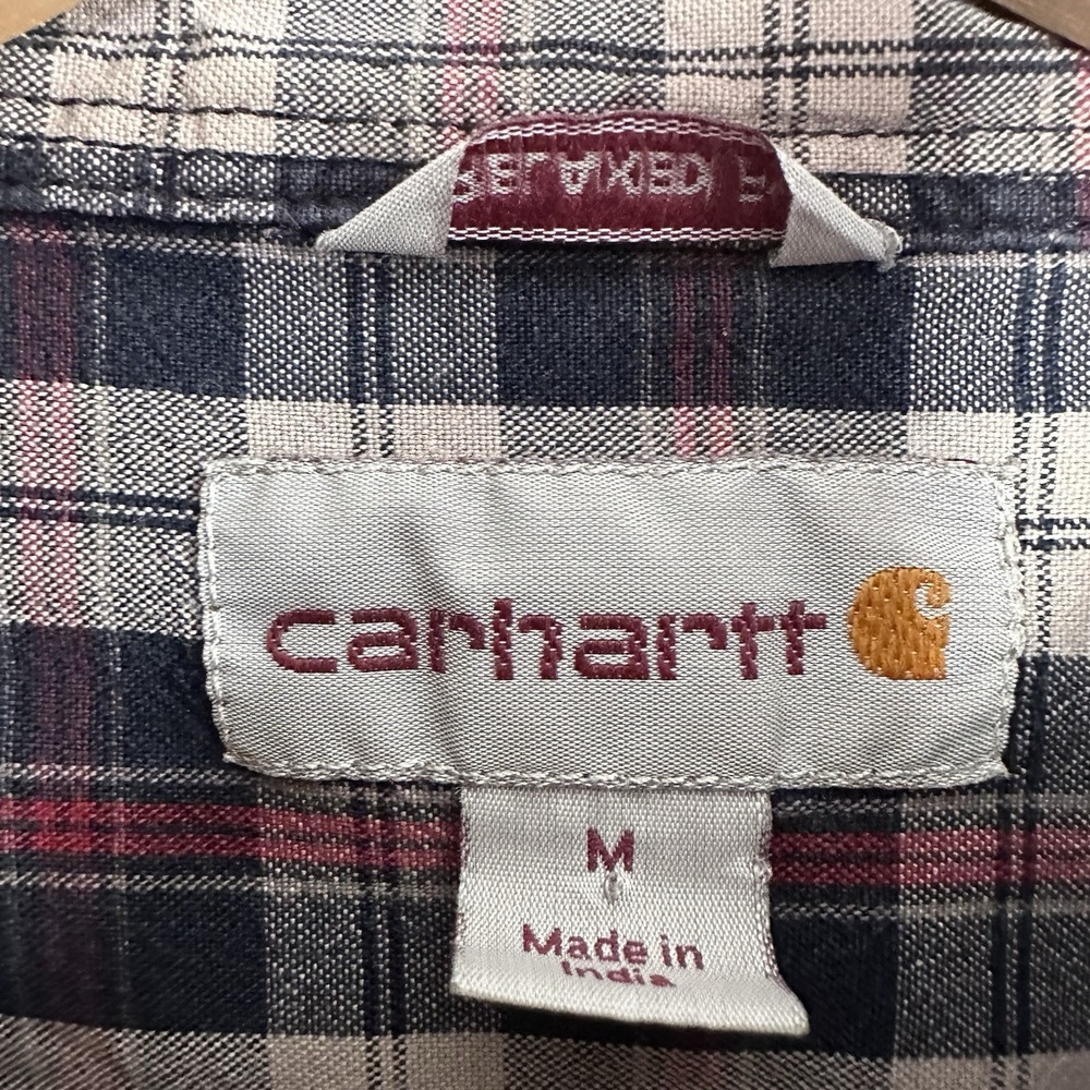 Carhartt Relaxed Fit  Long Sleeve Cotton Button Down Plaid‎ Work Shirt Men's Med - Picture 7 of 16